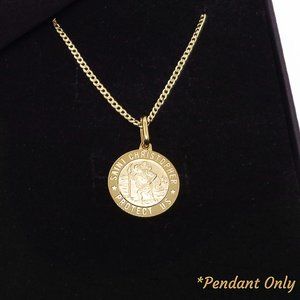 Solid 10K Gold Saint Christopher Pendant, Real Gold Medallion Stamped 10K Italy